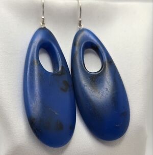 Zsiska Blue Resin Sterling Silver Dangle Earrings